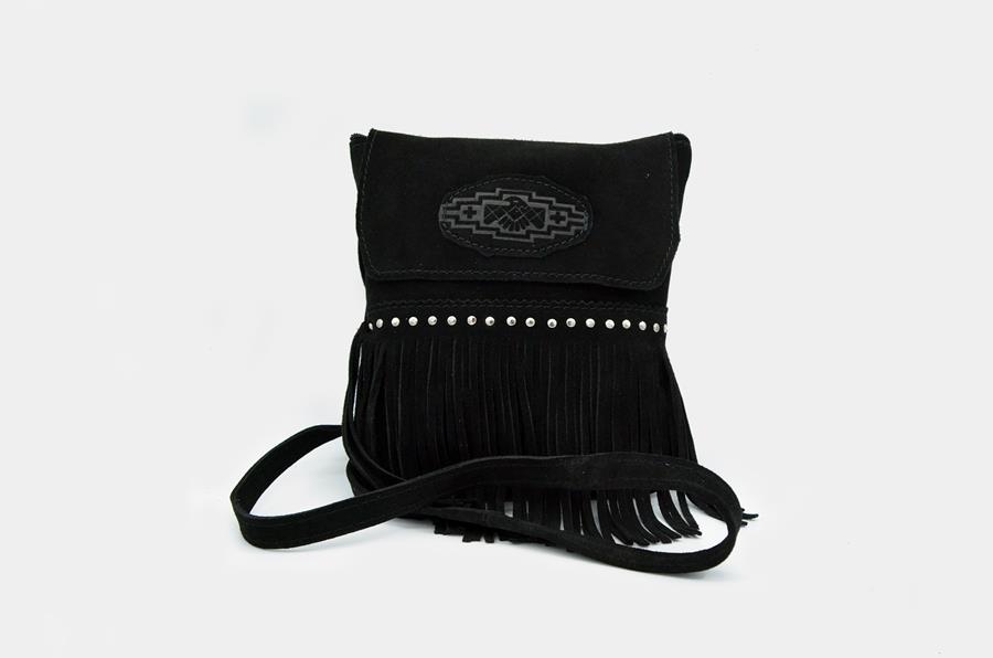 Bolso de Ante - Negro con flecos - Handmade